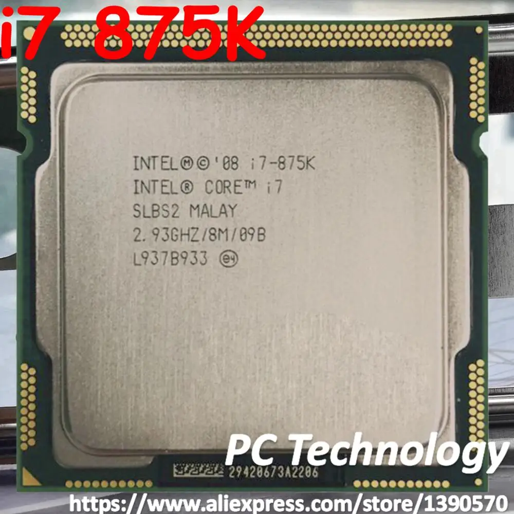 Оригинальный процессор Intel Core i7 875K 2 93 ГГц 8 м четырехъядерный LGA1156 95 Вт для