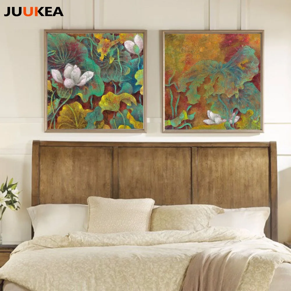 Китайская водяная Лилия Zen Стиль Домашний Декор чернил Картины Печать на холсте