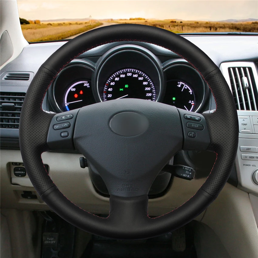 Черный чехол на руль из искусственной кожи для Lexus RX330 RX400h RX400 2004-2007 Toyota Corolla Verso 2006 Camry 2004-2006