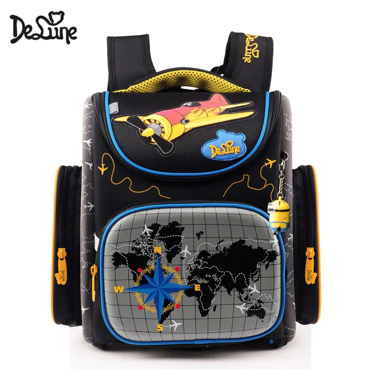 Delune, брендовые школьные сумки для девочек 1-4 лет с 3D рисунком, Детские ортопедические школьные рюкзаки для мальчиков, школьные сумки с рисунком машин - Цвет: 3-108schoolbag