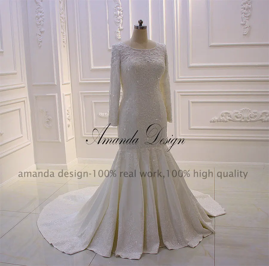 Аманда дизайн vestidos novias boda кружевное свадебное платье мусульманское со съемной юбкой