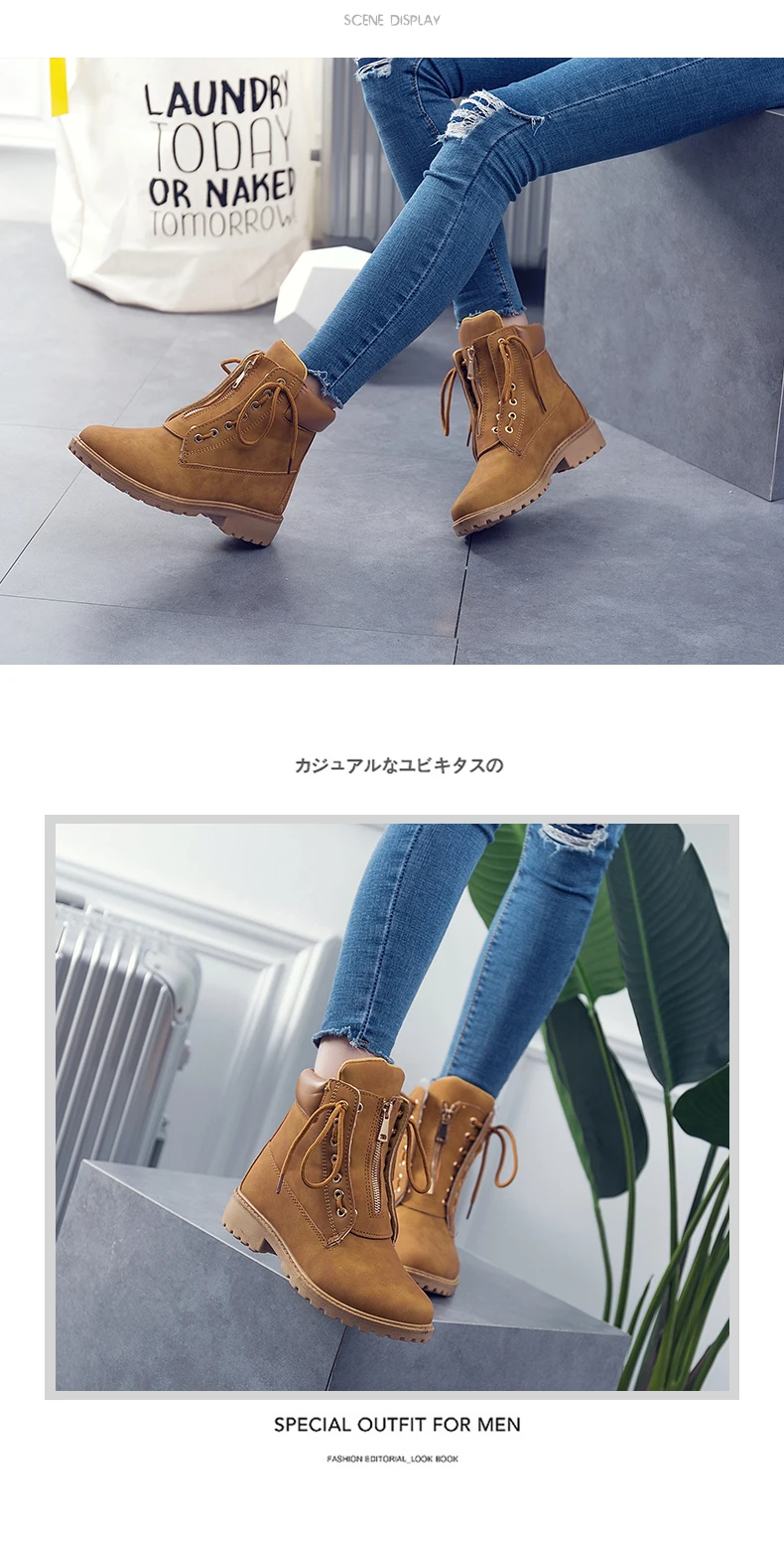 SFQSHUP/Новинка года; Зимние Модные женские ботильоны на шнуровке; botas femininas; Черные Ботинки martin в охотничьем стиле; женская обувь; размеры
