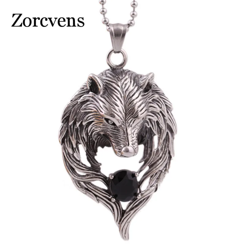 ZORCVENS New Hot Necklace Wholesale Fashion stainless steel Punk Jewelry Wolf Pendant Head | Украшения и аксессуары