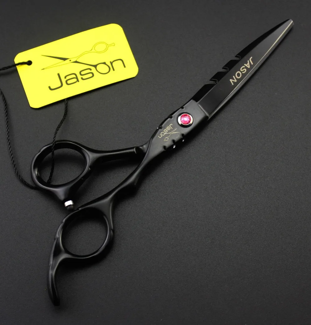 Парикмахерские ножницы Jason 440C брендовые 6 дюймов черного цвета для стрижки и