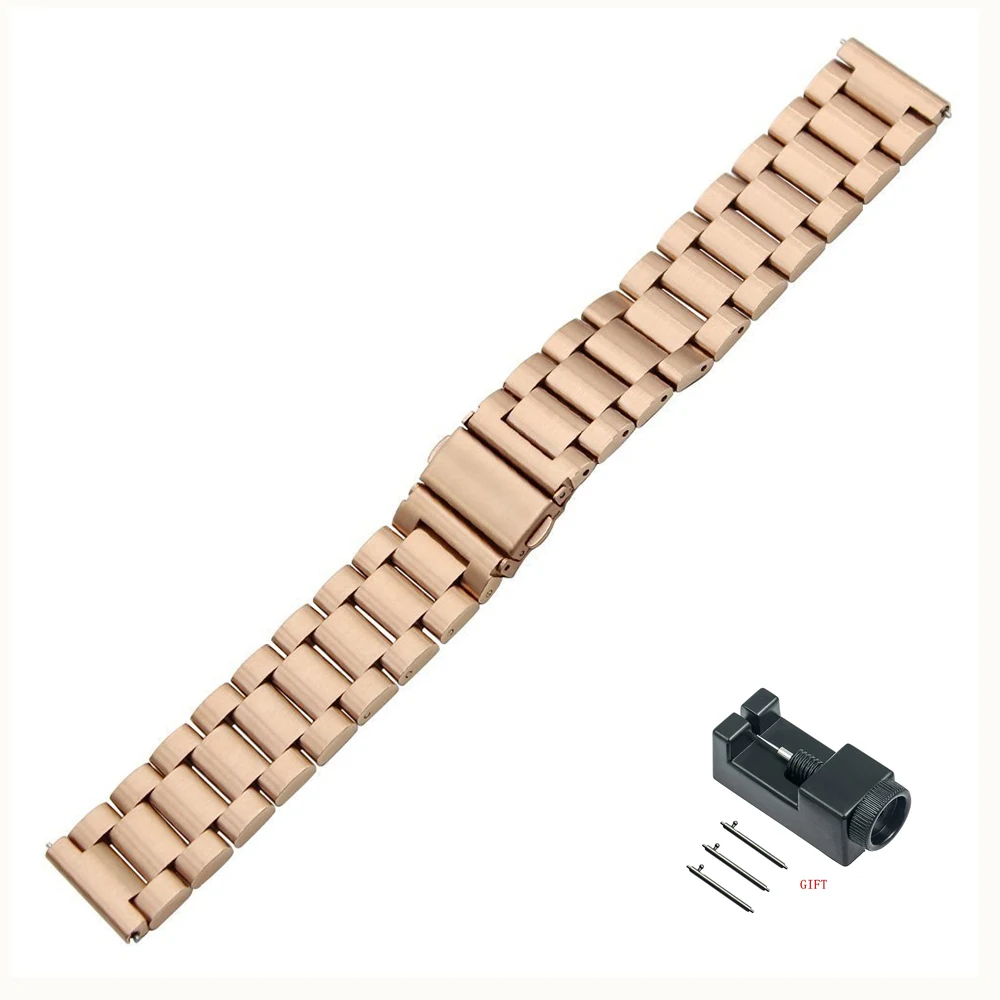 Rose Gold 18 мм 20 мм ширина браслет из нержавеющей стали для Nokia Withings сталь HR 36 мм 40 мм DJA99 ремешок для часов Ремешок для наручных часов - Цвет: Rose Gold