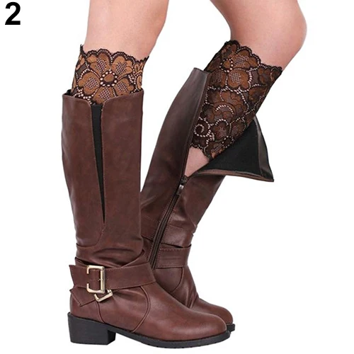 Women Fashion Stretchy Lace Flowers Boot Leg Warmers Cuffs Soft Laced Socks | Женская одежда