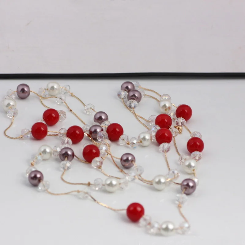 Женское многослойное ожерелье с кристаллами длинное в корейском классическом
