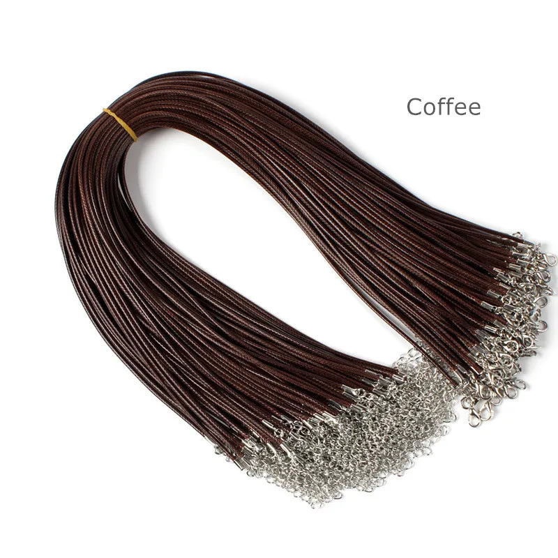 10pcs coffee cord 18 дюймов вощеный хлопковый шнур для ожерелья с застежкой "Лобстер" 2 дюйма удлиненная цепочка кожаный шнур для изготовления ювелирных изделий своими руками HK143 - Цвет: 10pcs coffee cord