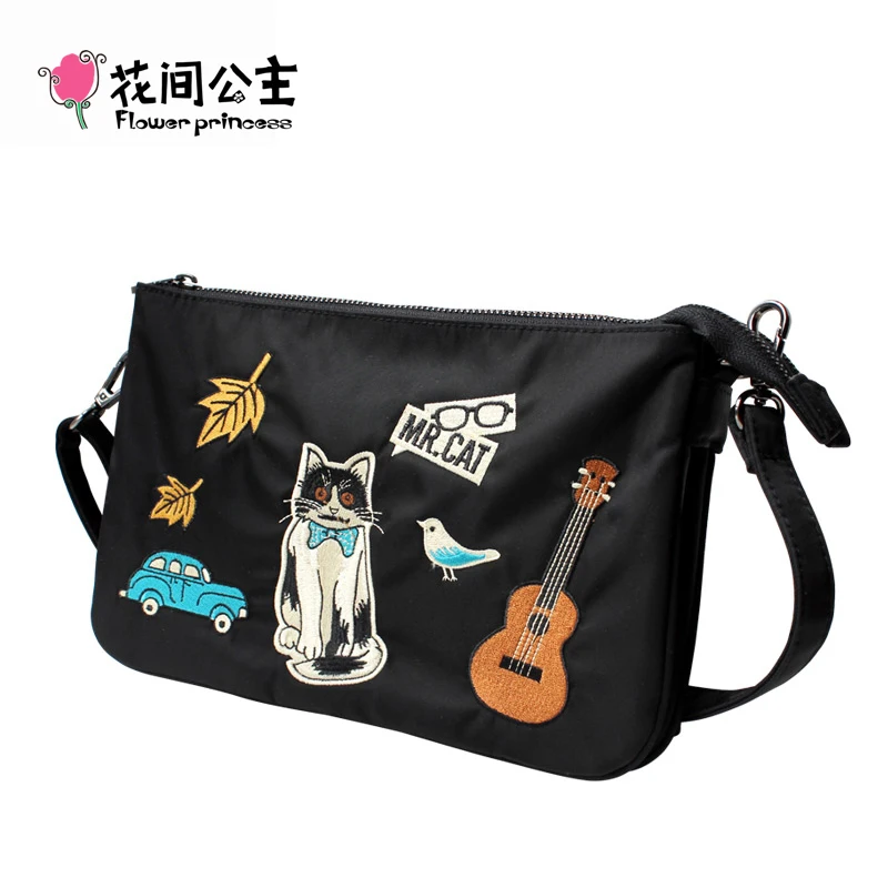 Нейлоновая сумка мессенджер с цветочной вышивкой для девочек принцесс модная