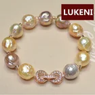 Женский браслет, из 100% натурального металла 10-11 мм с глянцевым жемчугом в стиле барокко, браслет из розового золота, бесплатная доставка, 2019