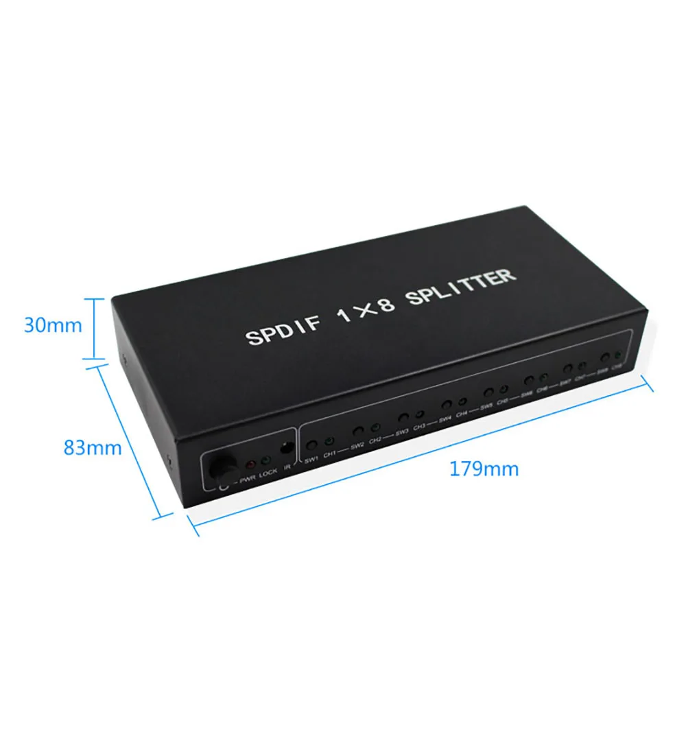 Цифровой оптический аудио преобразователь с 8 портами разделитель SPDIF 1x8