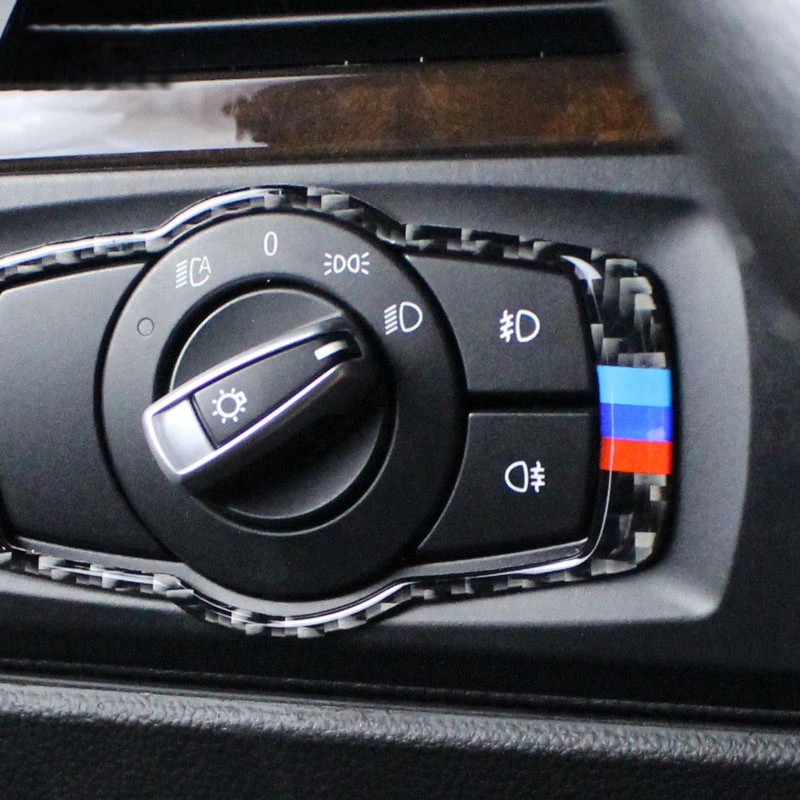 Углеродного волокна консоль фар переключатели рамка украшения Накладка для BMW E90