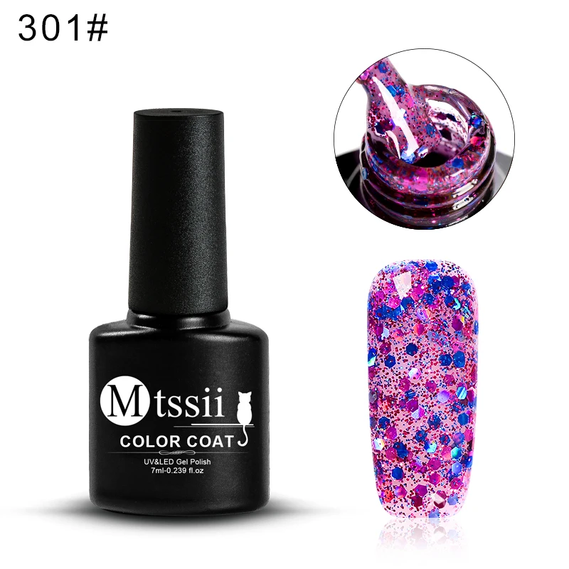 Mtssii 7ML Diamond Glitter Nail Stuff Gel Polish Manicure Shiny Sequins UV Soak Off Varnish Lacquer Poly Tool | Красота и здоровье