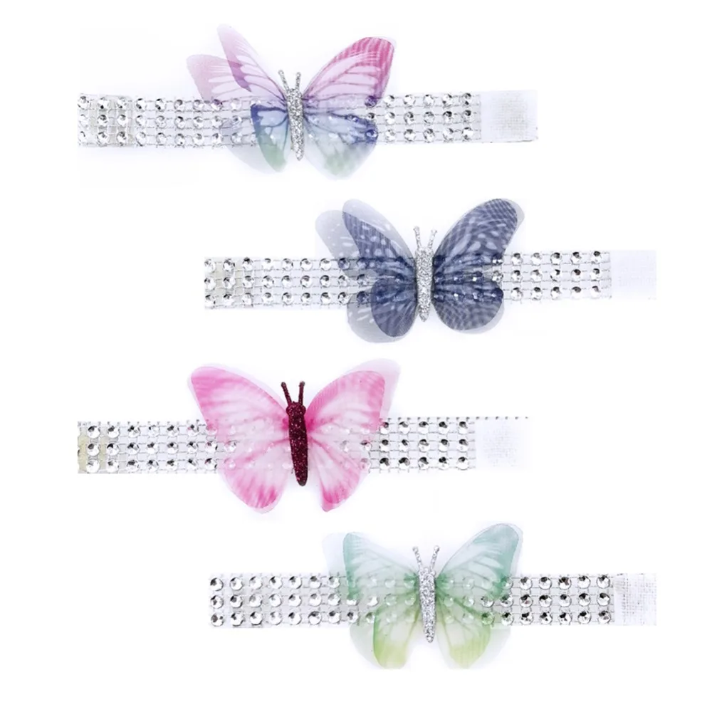 2 шт. случайный разноцветный тюль Бабочка алмазные кольца для салфеток сделай сам