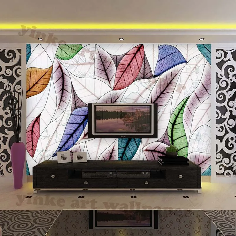 Waterproof 3d wallpaper graffiti Leaves living room self adhesive Wallpaper Roll Modern Wall Paper Murals for wall decoration |
