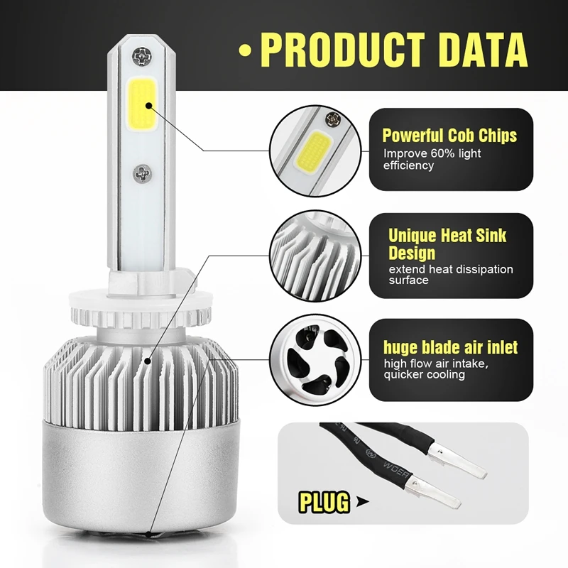 Katur 2 шт. H27 880 881 светодиодных ламп Conversion Kit противотуманные фары 6500K белый H1 H3 H4 H7 H11