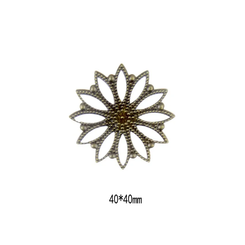 Flower 14 10 шт. античный бронзовый цвет металлический цветок филигранные Обертывания Разъемы ремесла подарок украшения DIY ювелирных изделий - Цвет: Flower 14