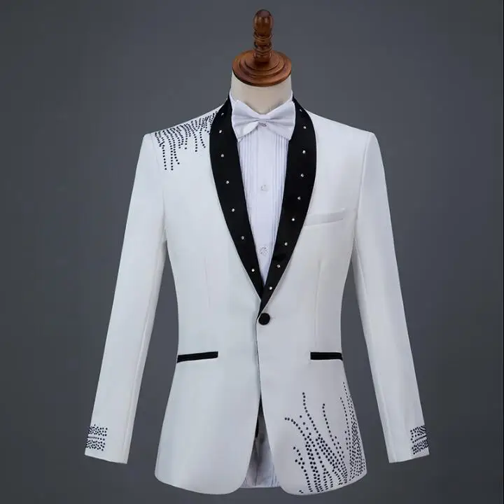 Певица звезда стиль сценический красный белый одежда для мужчин горячий