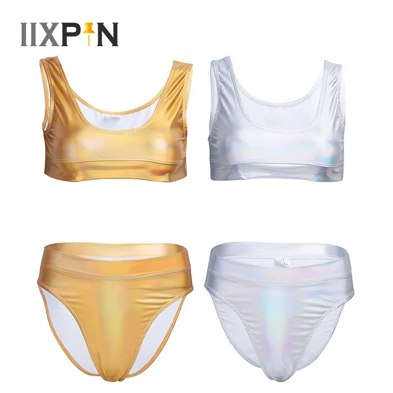 IIXPIN женские костюмы для танца на шесте сексуальное нижнее белье блестящий кроп