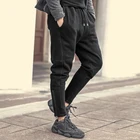 Для мужчин Новый стиль молнии брюки из плотного флиса внутри черный тонкий Повседневное брюки Для мужчин шаровары хип хмель модные штаны K923-2