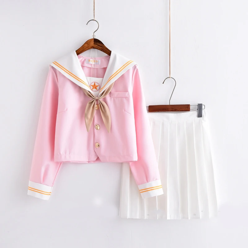 

Sakura light pink Japanese school uniform skirt jk uniform class uniforms sailor suit college wind suit female students uniforms