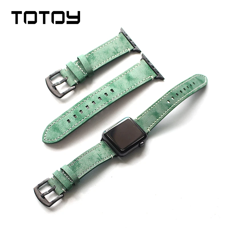 TOTOY Новинка 2018 года Высокое качество кожаный ремешок 38 мм 42 для Apple Watch группа