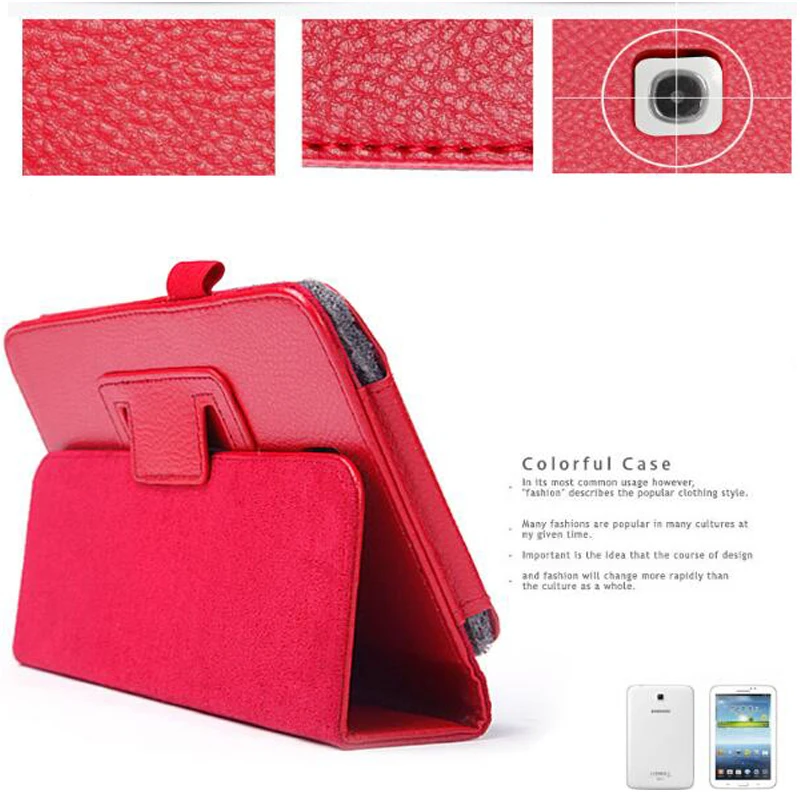

Case for Samsung Galaxy Tab 3 T210 T211, Flip Protective Matte Litchi Solid Leather Tablet Cover for Galaxy P3200 7.0''