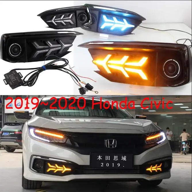 White yelo blue 2 шт. в комплекте Автомобильная дневная лампа для honda civic дневной ходовой свет Автомобильные аксессуары 2020y светодиодный DRL головной свет для civic противотуманная фара - Цвет: White yelo blue