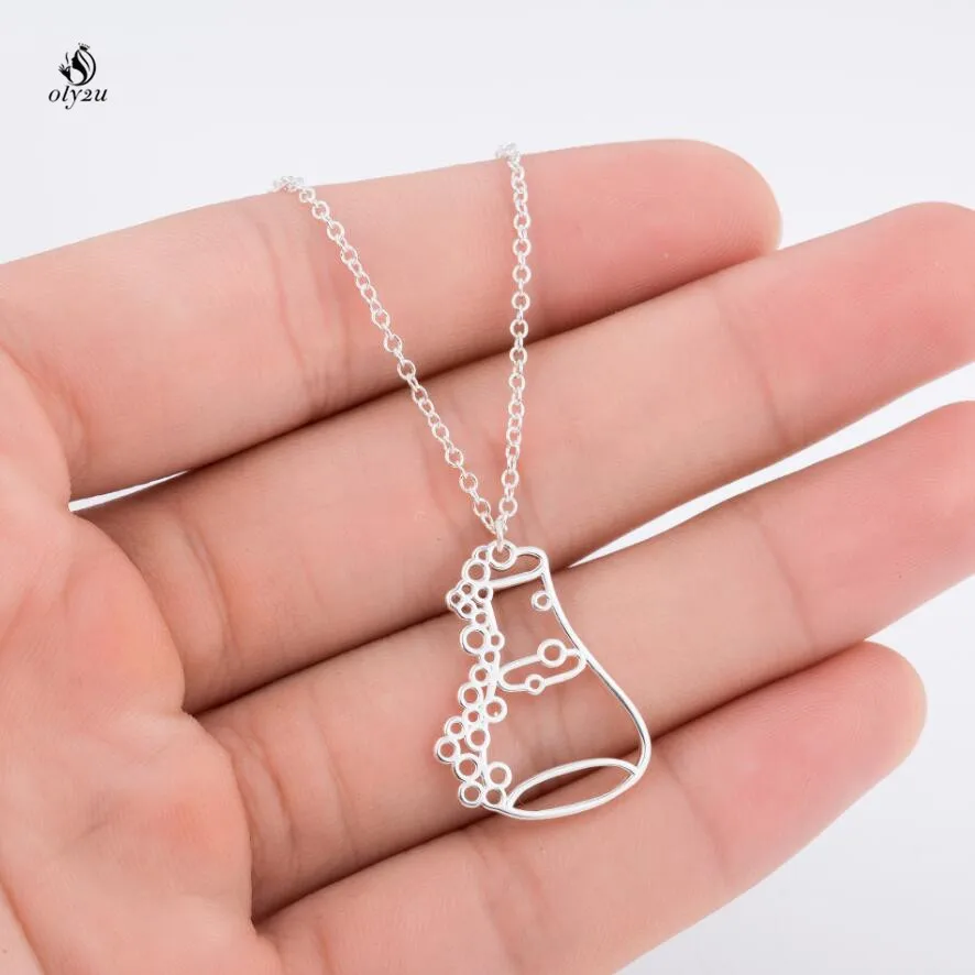 Длинное ожерелье Oly2u с подвеской модное Erlenmeyer колба бутылка для зельных