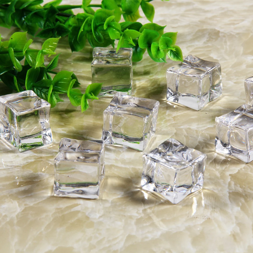 5PC/Set Artificial Ice Cubes Fake Clear Square Synthetic Acrylic Ice Cube Display Photography Props Bar Wedding Party Decoration