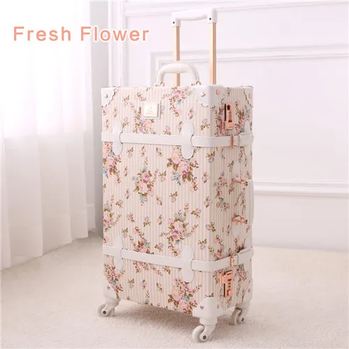 Fresh Flower UNIWALKER 2 шт./компл. Винтаж цветочный искусственная(-ый) для путешествий Чемодан, 1" 20" 2" 24" 2" Для женщин, Ретро стиль, тележка, Чемодан Сумки на универсальных колсесах - Цвет: Fresh Flower