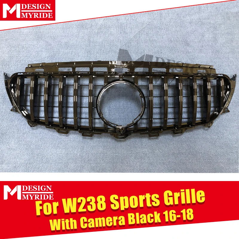 Передняя решетка для Mercedes W238 Coupe Grill GT R Style W/Camera ABS Gloss Black E200 E250 E300 E350 400 500 E63 Look Grills