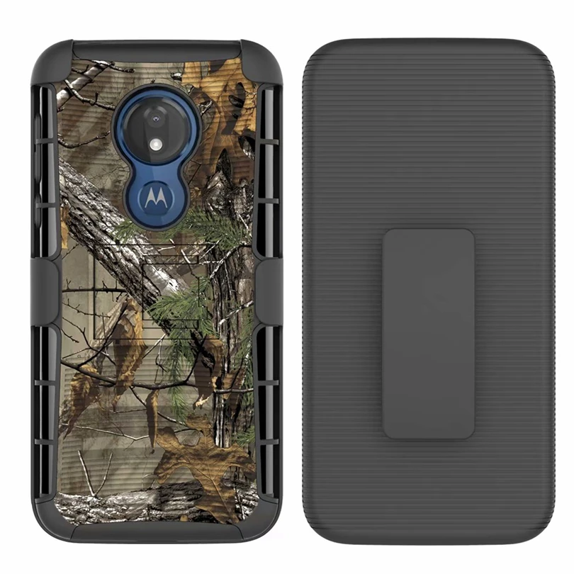 Для Motorola MOTO G7 power G7 power Американская версия Hybrid Heavy Duty 3 в 1 военный Камуфляжный Жесткий противоударный Чехол Зажим для ремня подставка чехол