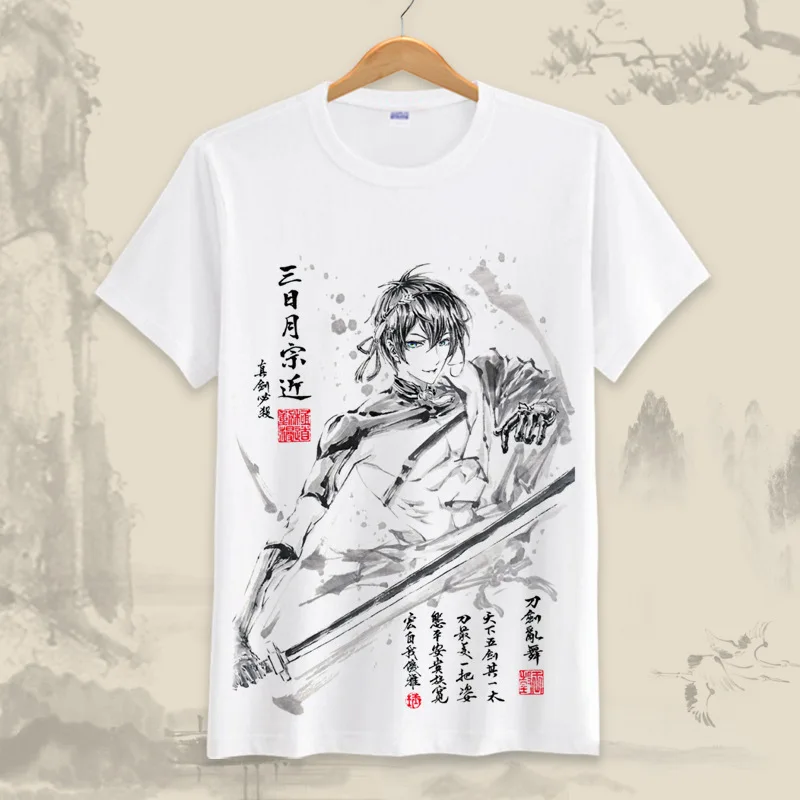 Новая летняя Аниме игра футболка Touken Ranbu онлайн косплей чернила топы с картинками