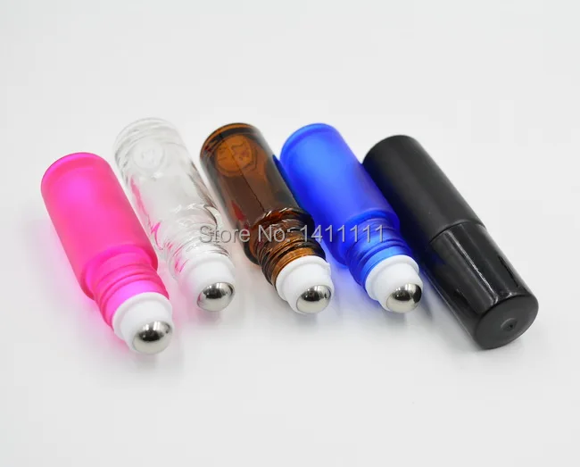 Толстый пустой рулон 5 мл розовый/янтарный/синий/черный стеклянная бутылка для