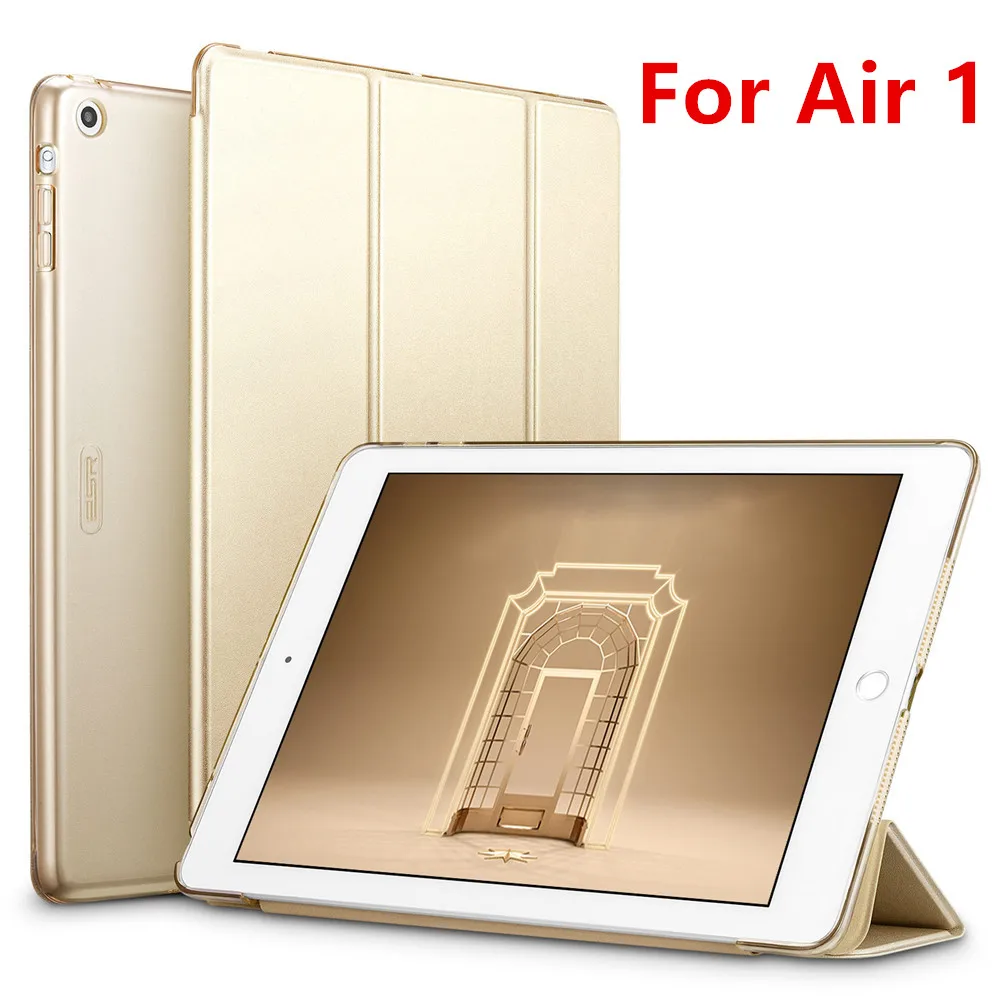 Champagne for Air 1 Чехол ESR для iPad Air2 Air1, жесткая задняя крышка, ультра тонкий, из искусственной кожи, умный чехол для Apple iPad Air2, многоразовая Подставка для iPad Air1 - Цвет: Champagne for Air 1