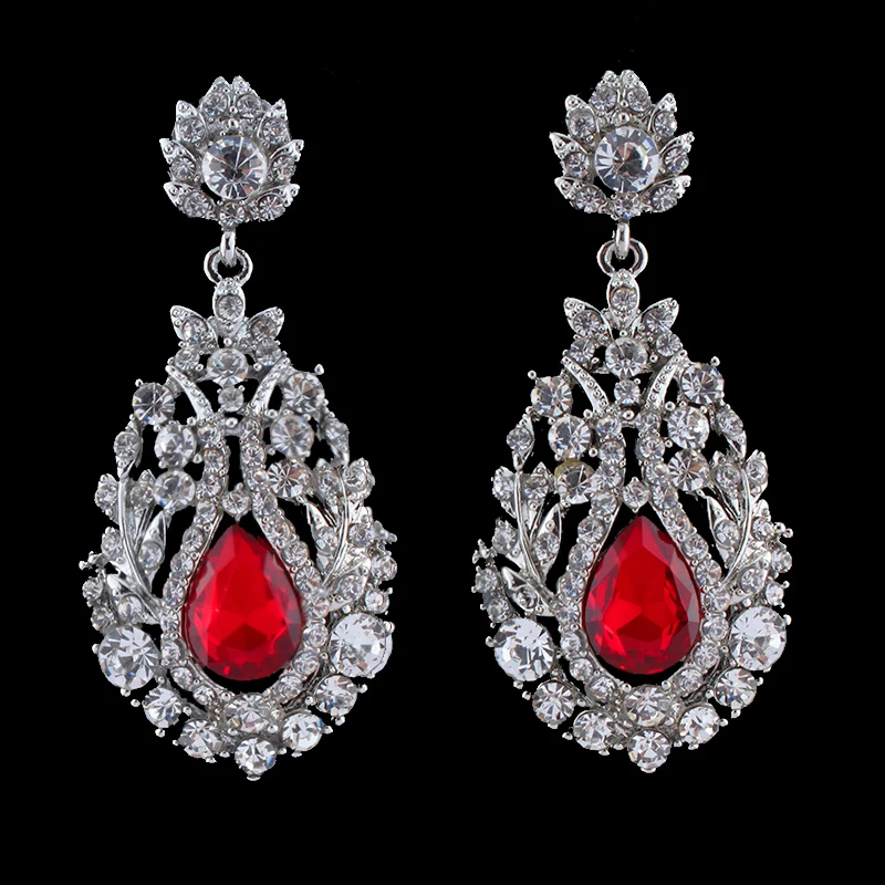 Женские длинные серьги капельки серебристого цвета с кристаллами|long earrings|long earrings