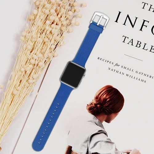 Силиконовый ремешок для apple watch 5 ремешок 44 мм 40 мм iwatch ремешок 42 мм 38 мм тканый узор ремешок для часов apple watch браслет 4 3 2 1 - Цвет ремешка: A-blue