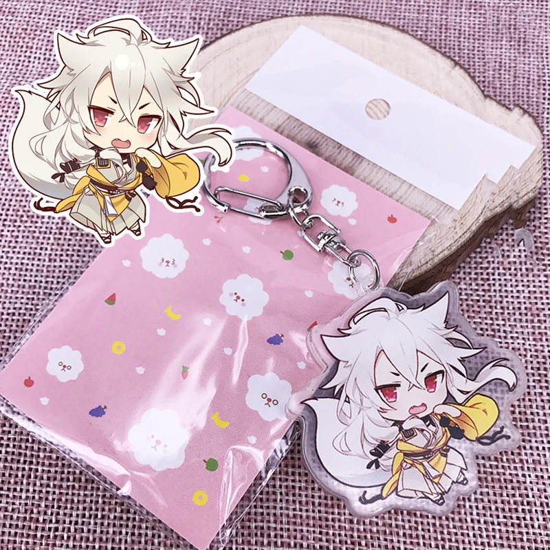 1 шт. 6 см аниме брелок Аниме Touken Ranbu Online Munechika Nakigitsune Kogitsunemaru Doubleside брелоки с принтом