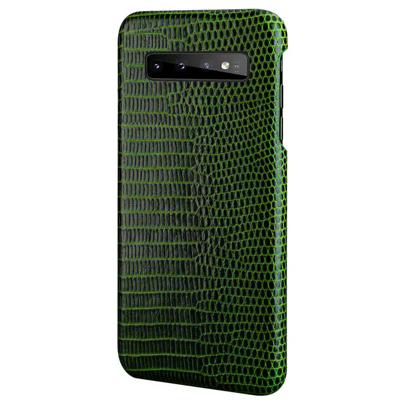 green Чехол из натуральной кожи для samsung Galaxy S10 Plus, чехол с рисунком ящерицы, защитный чехол для samsung S10, кожаный чехол, корпус - Цвет: green
