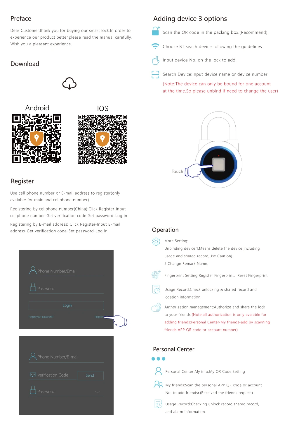 

BT Fingerprint Smart Keyless Lock Waterproof APP/Fingerprint Unlock Anti-Theft Padlock Door Luggage Lock for Android iOS System