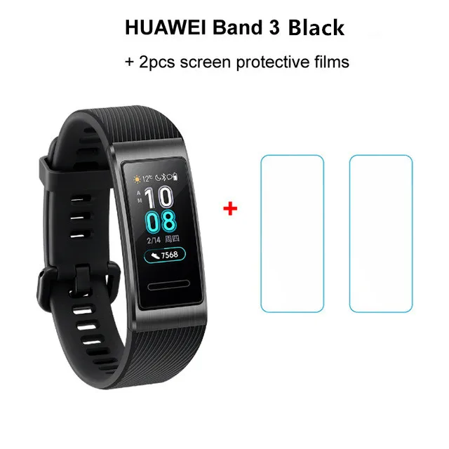 3 black n 2 films huawei Band 3/3 Pro, смарт-браслет, gps, металлическая рамка, Amoled, цветной сенсорный экран, датчик сердечного ритма, трекер сна - Цвет: 3 black n 2 films