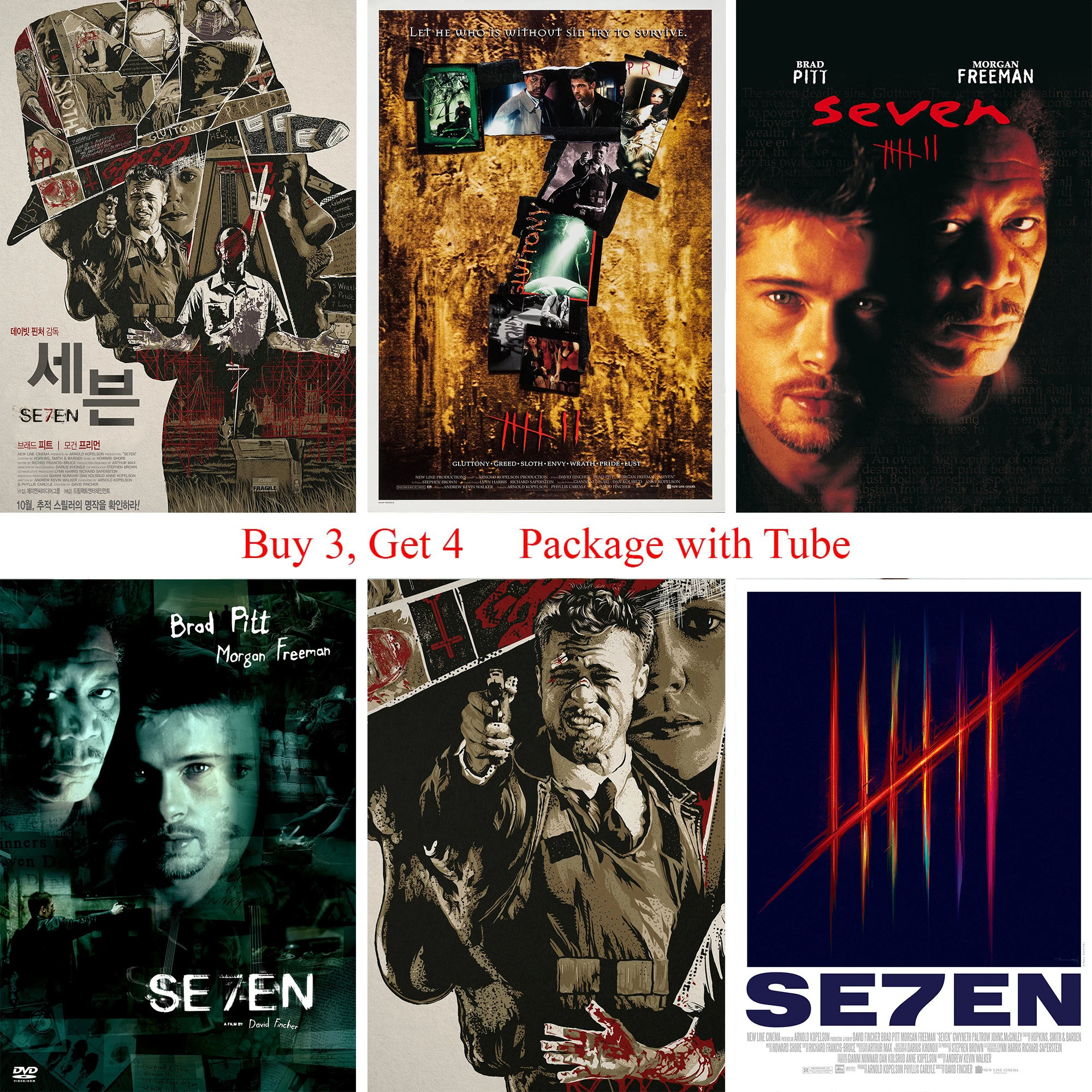 Se7en постеры кино стикеры Настенные белая бумага с покрытием печать высокое