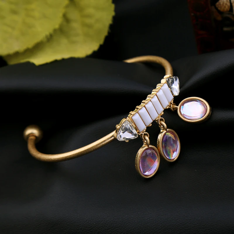 Высокий Польский винт мяч открытый жесткий браслет желтый античный золотистого