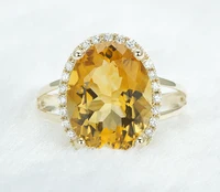 Stunning 5.08ct 14k Yellow Gold Natural Genuine Citrine & Diamond Engagement Ring