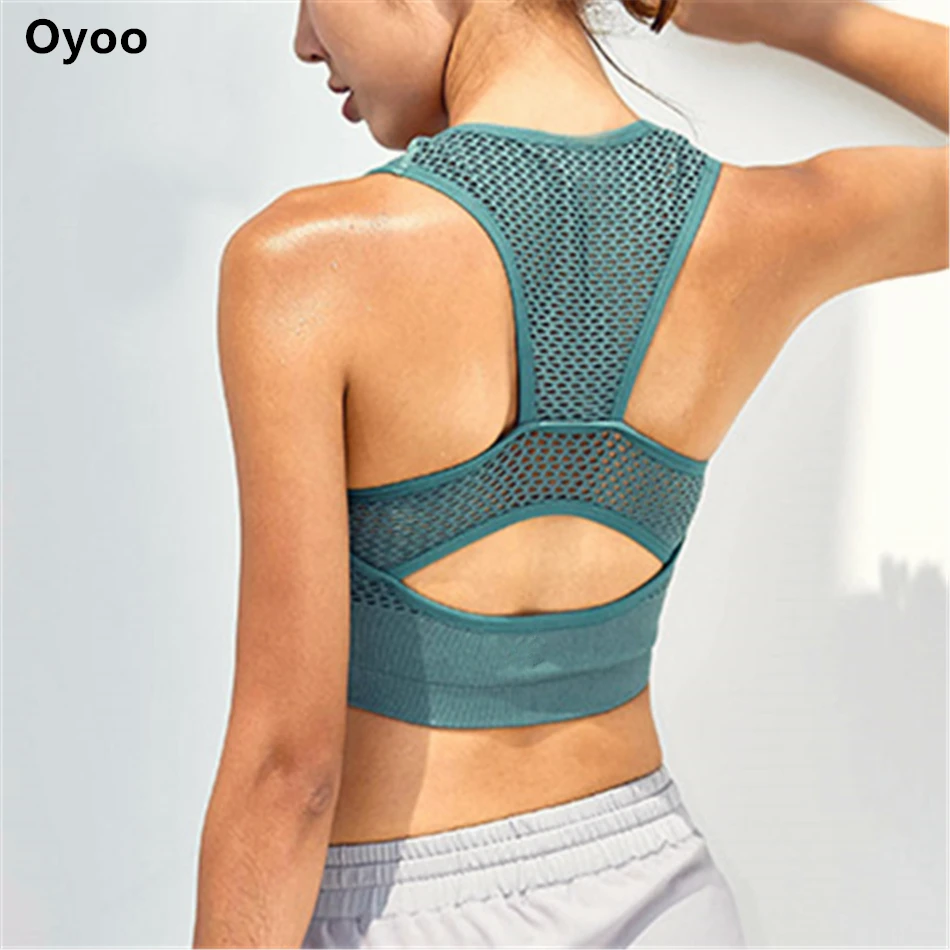 Oyoo ударопрочный розовый спортивный бюстгальтер для женщин сетчатый с подкладкой