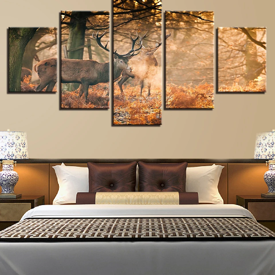 Animal Print Cheetah Cat Dog Bear color Paintings Poster Wall 5 Panel Home Decorations Living Room Abstract 58 | Дом и сад