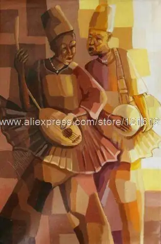 Музыканты Африки Изобразительное Искусство Оригинальная Картина Вручную