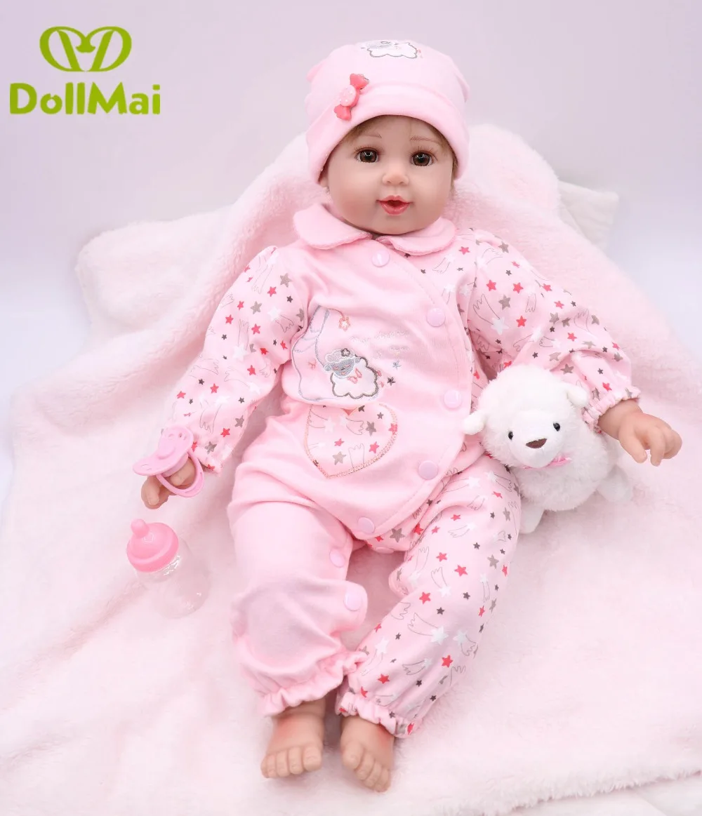 20&quotNPKCOLLECTION Soft Silicone Reborn Baby Dolls handmade pink outfit infant hand rooted hair as kids Lifelike popular Bebe | Игрушки и