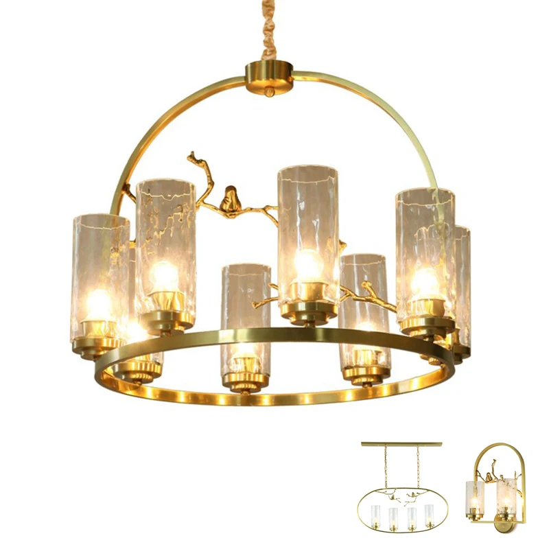 Птичье гнездо Золотая светодиодная подвесная люстра светильник стеклянная